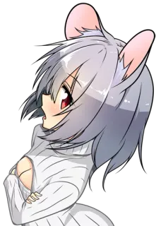 😠 anime, kawaii, girl, ears, cute, mouse, sweater telegram sticker