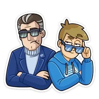 😎 Kreskówka, Postacie, Okulary, Mężczyzna, Naklejka telegram sticker