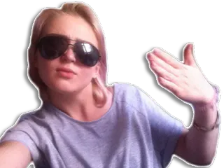 😎 mujer, gafas de sol, persona, pelo rubio, gesto, mano telegram sticker