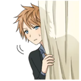 😶 anime, manga, boy, curtain, peek, cute telegram sticker