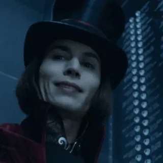 🎩 Willy Wonka Charlie and the Chocolate Factory willy wonka, schokolade, film, fabrik, charaktere, kinofilm telegram sticker