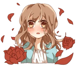 👩 Anime, Cartoon, Mädchen, Rose, Porträt telegram sticker