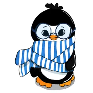😎 pinguino, animale, carino, sciarpa, occhiali, cartone animato, inverno whatsapp sticker