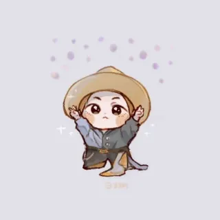 🌟 만화, 모자, 치비, 귀여운, 캐릭터, 아시아 telegram sticker