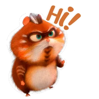 👎 Hi!!! chomik, słodki, kreskówka, zwierzę, przyjazny, powitanie telegram sticker
