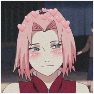 🥰 Sakura Naruto アニメ, さくら, ハート, かわいい, ピンク髪, ナルト telegram sticker
