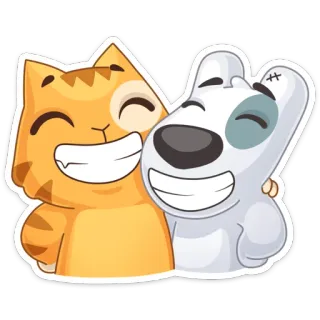 😃 cat, dog, friends, animals, cute, cartoon telegram sticker