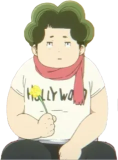 😐 HOLLYWOOD anime, character, illustration, scarf, flower telegram sticker