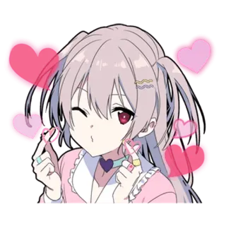 💖 Anime, Fofo, Kawaii, Garota, Coração, Amor, Piscadela telegram sticker