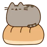 🍞 Pusheen cat, pusheen, bread, food, cute, kawaii, sleeping, animal telegram sticker