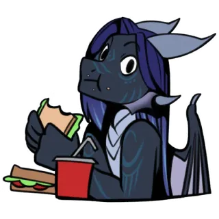 🥪 dragon, eating, sandwich, food, cartoon, animal telegram sticker