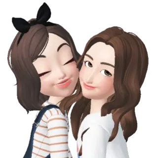 💘 Cartoon, Freundschaft, Digitale Kunst, Zepeto, Avatar, Weiblich, Mädchen whatsapp sticker