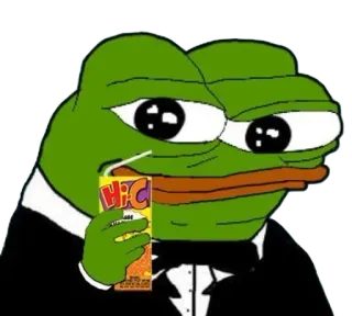 🧃 Pepe the Frog Pepe, grenouille, Hi-C, jus, boire, mème, mème internet, costume whatsapp sticker