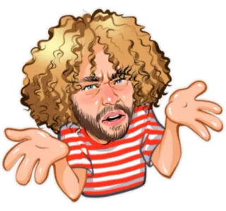 👿 Cartoon, Verwirrt, Mann, Geste, Locken, Schulterzucken whatsapp sticker
