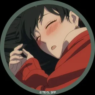 🤔 TE/S, SFP 动漫, 睡觉, 女人, 疲惫, 红色, 卡通 telegram sticker