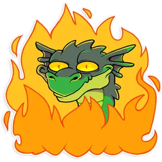 🔥 dragão, fogo, desenho animado, adesivo, fantasia, réptil telegram sticker
