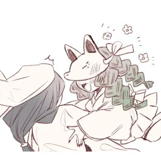 🤗 Anime, Volpe, Maschera, Abbigliamento tradizionale, Fiori telegram sticker