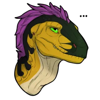 🙄 ... 공룡, 랩터, 보라색, 노란색, 파충류 telegram sticker