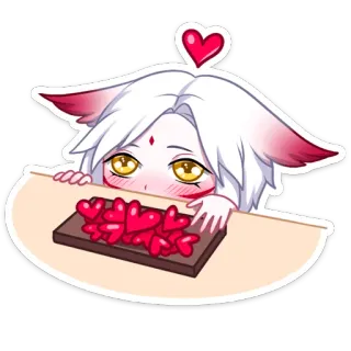 🥰 lis, serce, anime, urocze, kawaii, miłość, walentynki telegram sticker