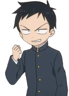 😌 Anime, Desenho animado, Menino, Estudante, Irritado, Punho telegram sticker