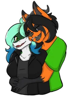 💋 Furry, Umarmung, Liebe, Freunde, Cartoon telegram sticker