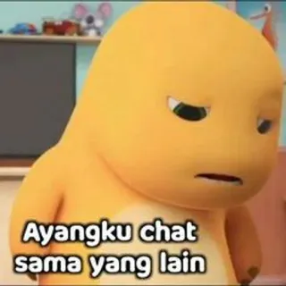 😞 Ayangku chat sama yang lain Kreskówka, Smutny, Zły, Związek, Zazdrość telegram sticker