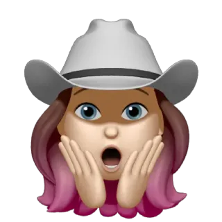 🍧 emoji, cowboy, girl, surprise, shock, hat, open mouth telegram sticker