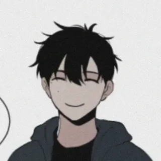 🗝 Cartoon, Anime, Personnage, Souriant, Homme, Sweat à capuche telegram sticker