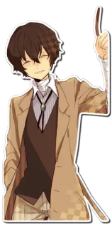 😄 Osamu Dazai Bungo Stray Dogs Anime, Manga, Dazai, Bungo Stray Dogs, Postać, Naklejka telegram sticker