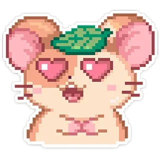 😍 햄스터, 귀여운, 픽셀 아트, 사랑, 카와이, 동물, 만화, 사랑스러운 telegram sticker