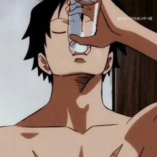 🍖 Luffy One Piece 애니메이션, 원피스, 루피, 만화, 캐릭터, 마시는, 물 telegram sticker