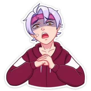👊 anime, triste, enfaixado, emocional, chateado, desenho animado, exausto telegram sticker
