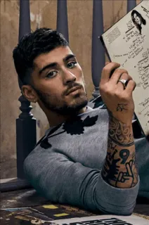 😐 Zayn Malik singer, tattoo, celebrity, man, portrait telegram sticker