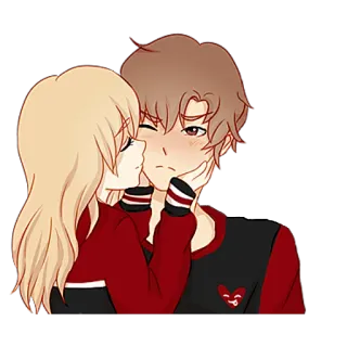 😻 cartoni animati, coppia, amore, romantico, bacio telegram sticker