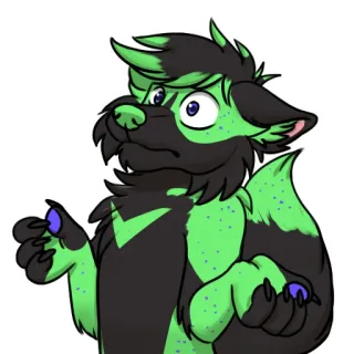 🤷‍♂️ null furry, anthro, wolf, shrugging, confused, green, cartoon, expression telegram sticker
