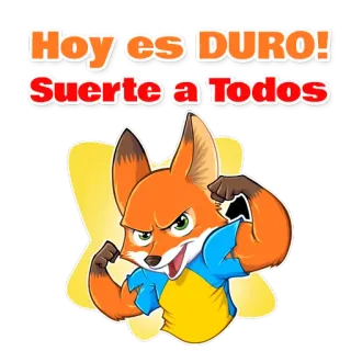 💪 Hoy es DURO! Suerte a Todos raposa, animal, desenho animado, forte, determinação, boa sorte, motivação telegram sticker