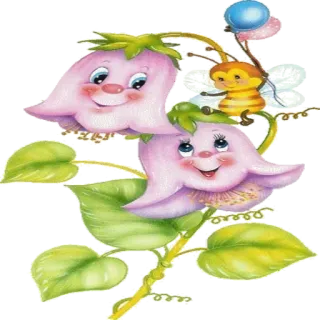 Ⓜ️ blumen, cartoon, niedlich, biene, fröhlich, blüte, frühling whatsapp sticker