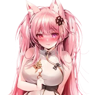 💞 Anime, Mädchen, Fuchs, pinke Haare, süß telegram sticker