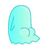 🍑 призрак, милый, мультфильм, жуткий, синий, дух telegram sticker