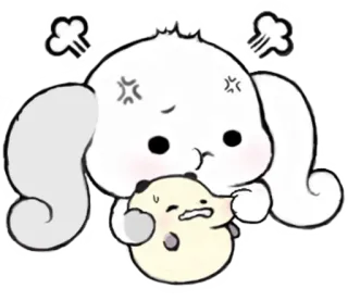 ☁ 화난, 토끼, 귀여운, 만화, 감정, 스티커 telegram sticker