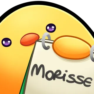 🐤 Morisse mono, dibujos animados, amarillo, personaje, nota, nombre whatsapp sticker