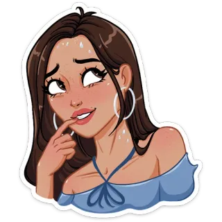 😅 donna, cartone animato, civettuola, ragazza, bruna, bella, carina, tenera telegram sticker