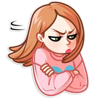 😒 wütend, Frau, frustriert, genervt, Cartoon telegram sticker