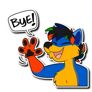 👋 Bye! Fellwesen, Anthropomorph, Cartoon, Tier, Abschied, Tschüss, Bye telegram sticker