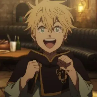 👑 Luck Voltia Black Clover Anime, Dibujos animados, Chico, Sonrisa, Personaje, Luck Voltia, Black Clover telegram sticker