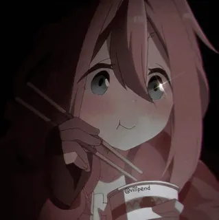 🩸 @vilipend anime, girl, eating, cute, food, ramen, cartoon telegram sticker