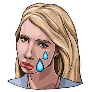 😢 llorando, mujer, triste, rubia, lágrimas, cara, emoción telegram sticker