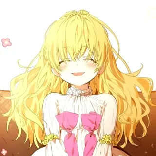 😄 Anime Mädchen, lächelnd, blonde Haare, Cartoon, Kind, süß whatsapp sticker