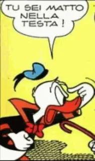 😵 Donald Duck TU SEI MATTO NELLA TESTA! Dessin animé, Donald Duck, Italien, Fou, Animé telegram sticker
