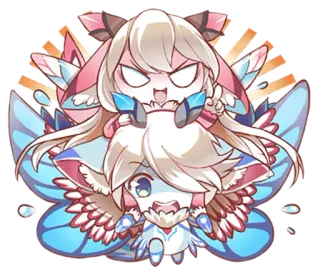 😈 mignon, chibi, animé, kawaii, illustration, papillon whatsapp sticker